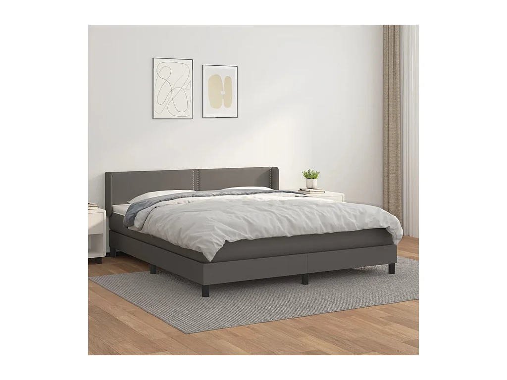 Boxspring met matras kunstleer grijs 180x200 cm