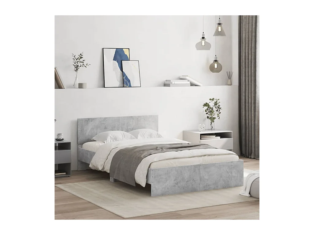 Cadre de lit sans matelas gris béton 120x190 cm