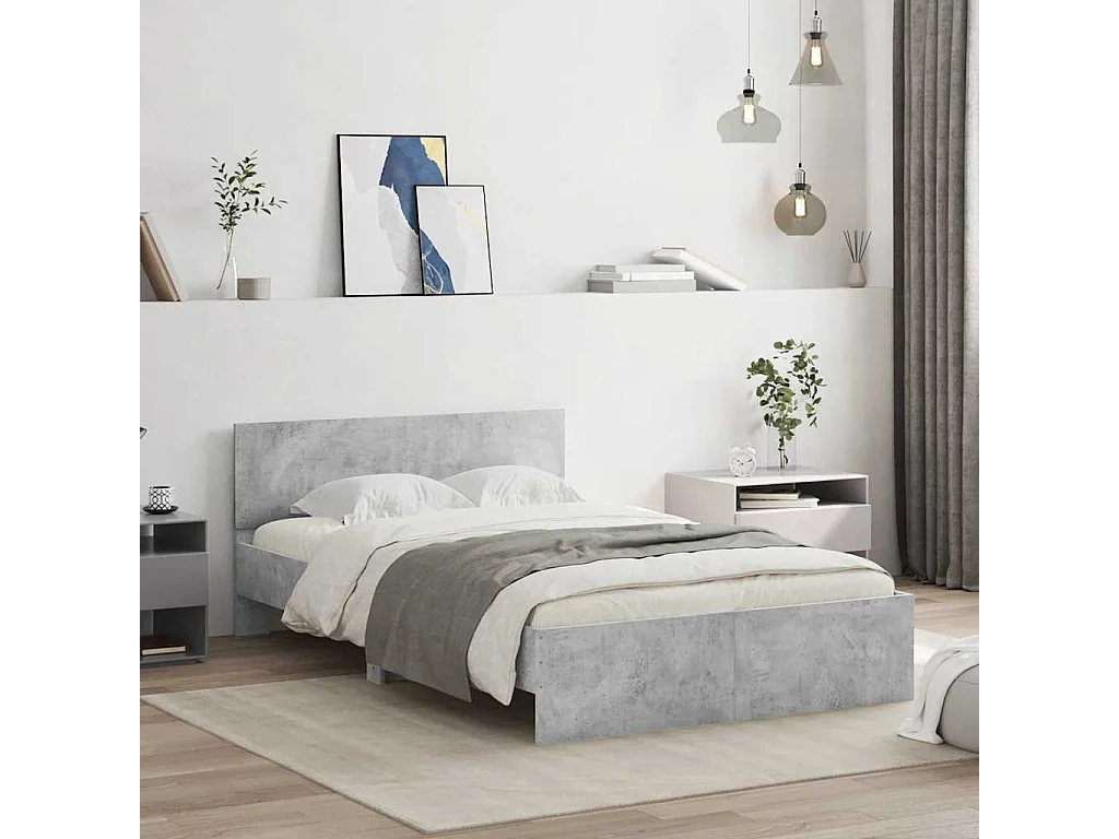Cadre de lit sans matelas gris béton 120x190 cm