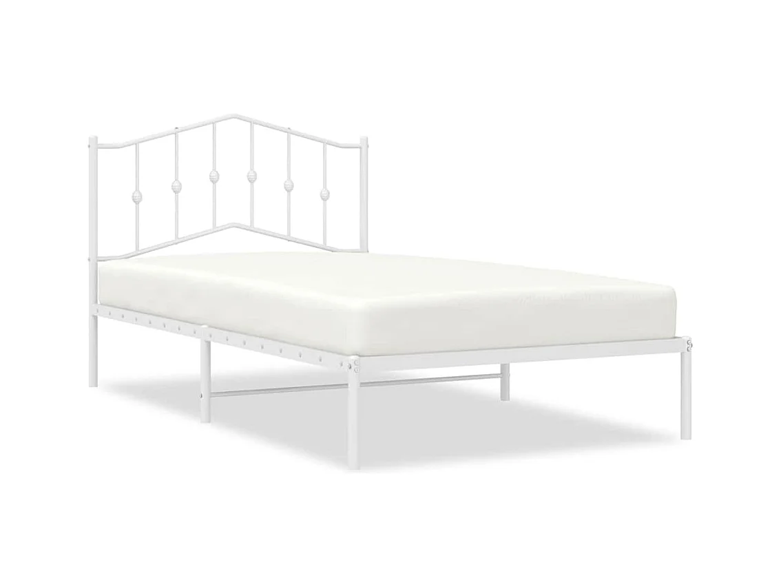 Cadre de lit métal sans matelas et tête de lit blanc 100x200 cm
