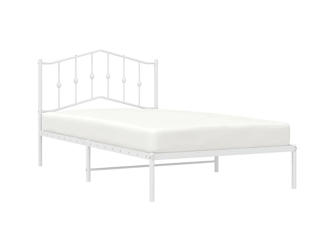 Cadre de lit métal sans matelas et tête de lit blanc 100x200 cm