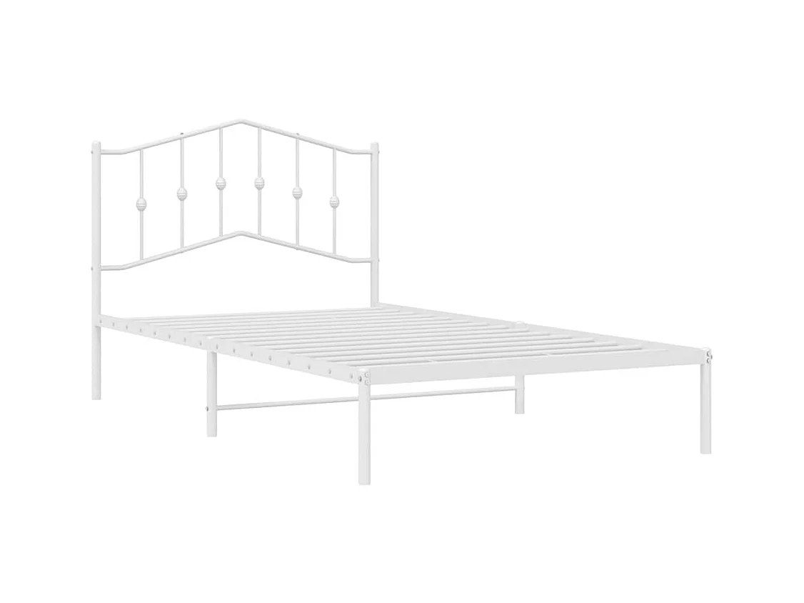 Cadre de lit métal sans matelas et tête de lit blanc 100x200 cm