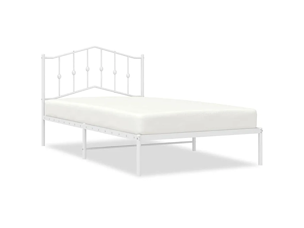 Cadre de lit métal sans matelas et tête de lit blanc 100x200 cm