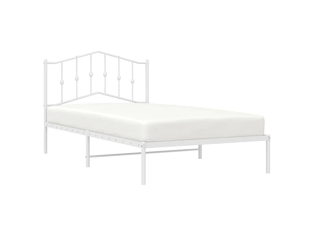 Cadre de lit métal sans matelas et tête de lit blanc 100x200 cm