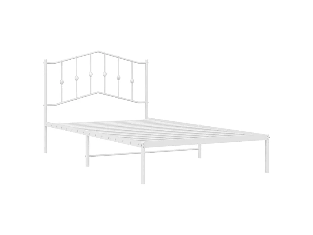 Cadre de lit métal sans matelas et tête de lit blanc 100x200 cm