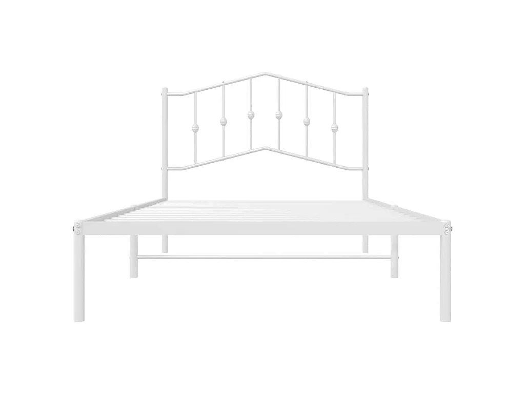 Cadre de lit métal sans matelas et tête de lit blanc 100x200 cm