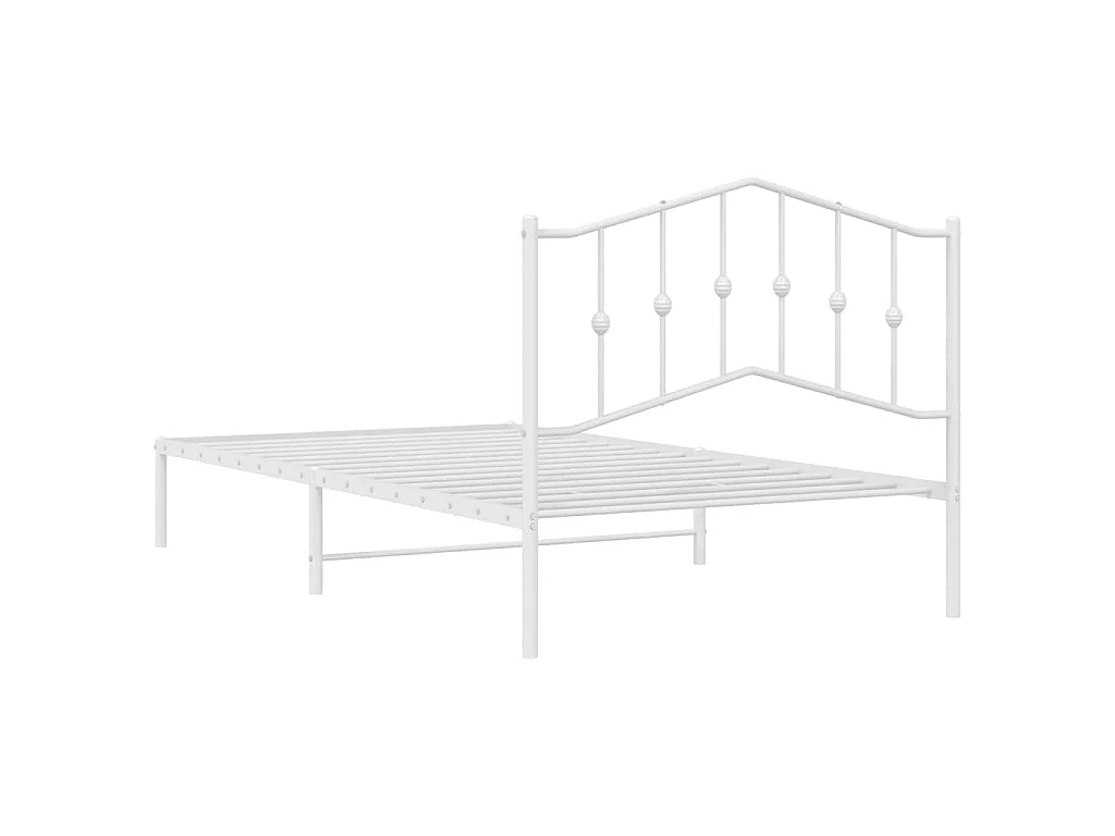 Cadre de lit métal sans matelas et tête de lit blanc 100x200 cm