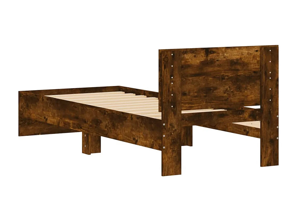 Bettgestell mit Kopfteil Räuchereiche 75x190 cm Holzwerkstoff