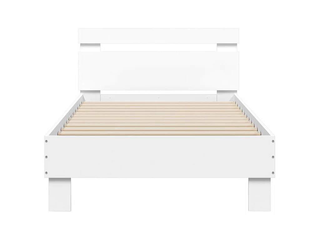 Cadre de lit sans matelas avec tête de lit blanc 75x190 cm