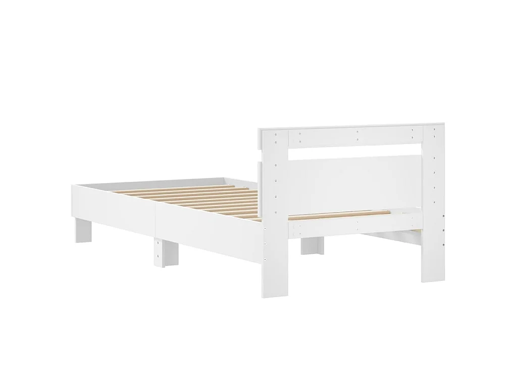 Cadre de lit sans matelas avec tête de lit blanc 75x190 cm