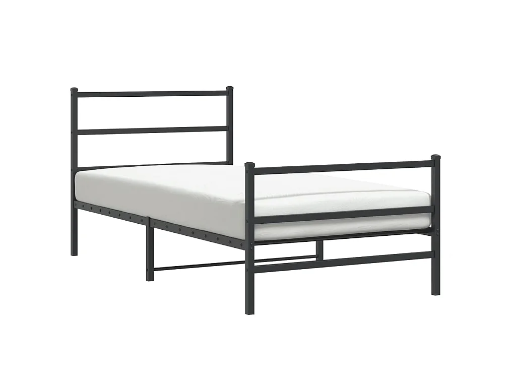 Bedframe met hoofd- en voeteneinde metaal zwart 100x190 cm
