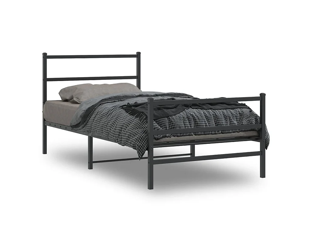 Bedframe met hoofd- en voeteneinde metaal zwart 100x190 cm