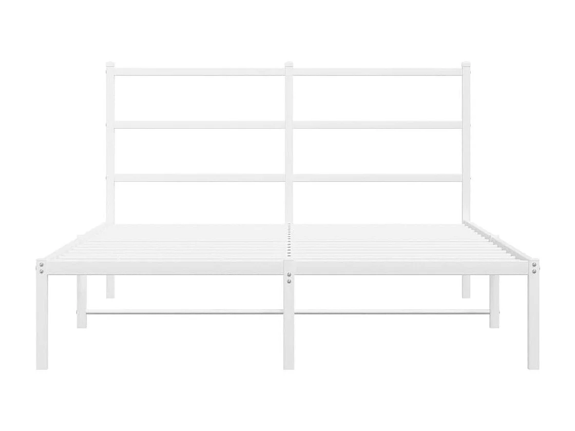 Cadre de lit métal sans matelas et tête de lit blanc 140x200 cm