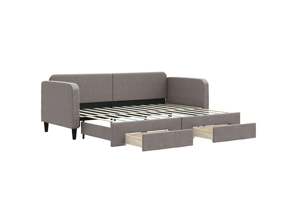 Divano Letto Estraibile con Cassetti Tortora 80x200 cm Tessuto