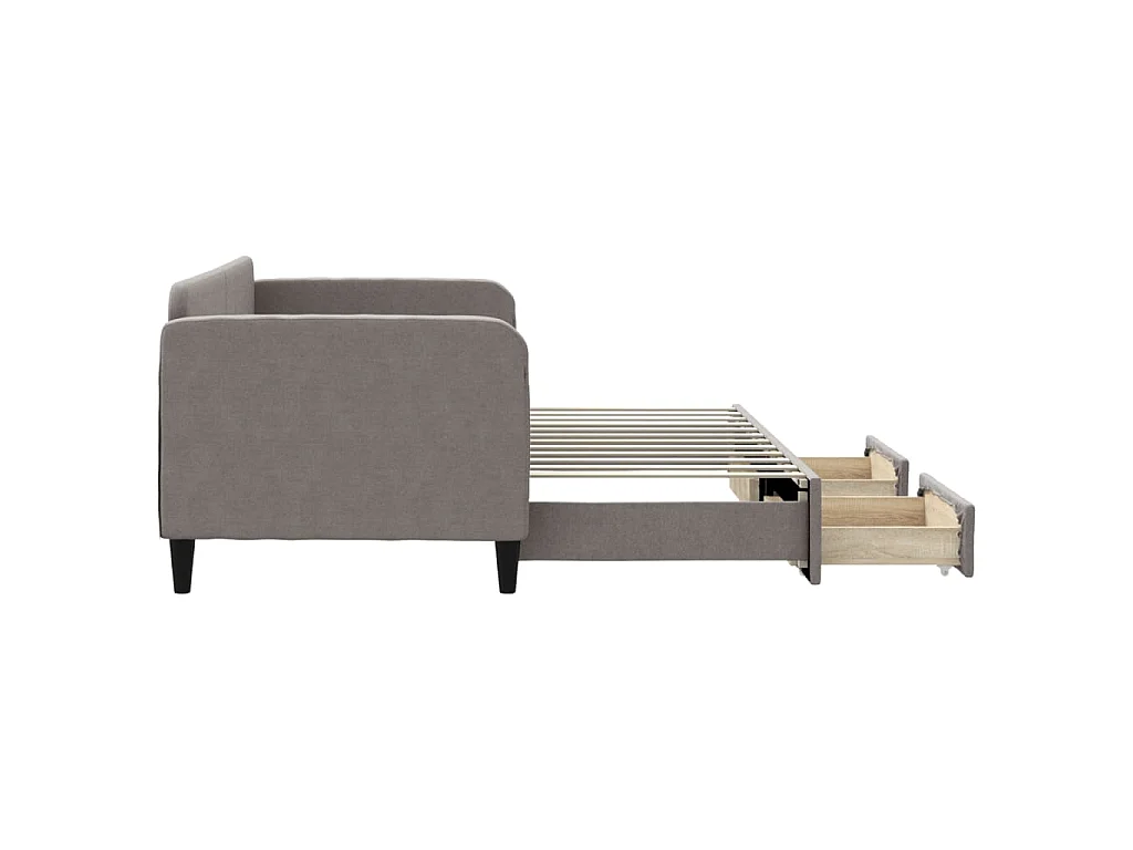 Divano Letto Estraibile con Cassetti Tortora 80x200 cm Tessuto