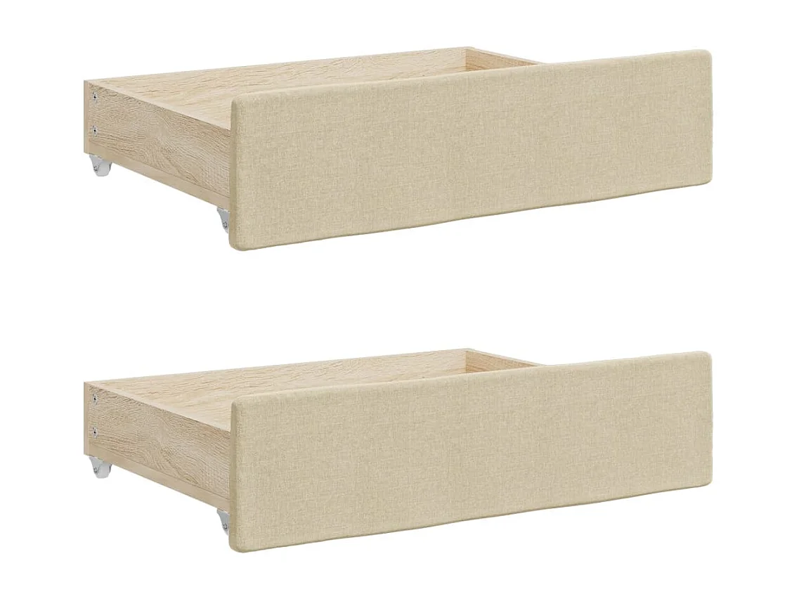 Tagesbett Ausziehbar mit Schubladen Creme 80x200 cm Stoff