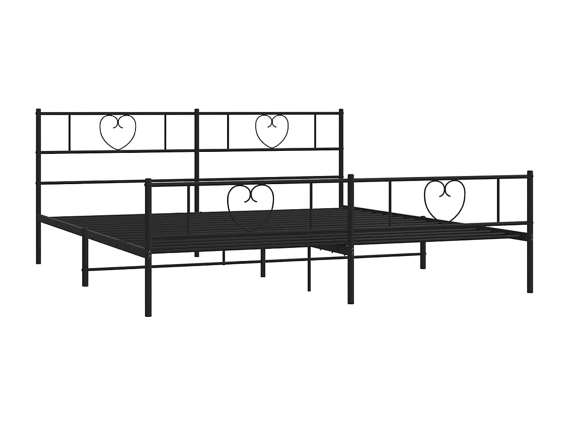 Cadre de lit métal sans matelas avec pied de lit noir 180x200cm