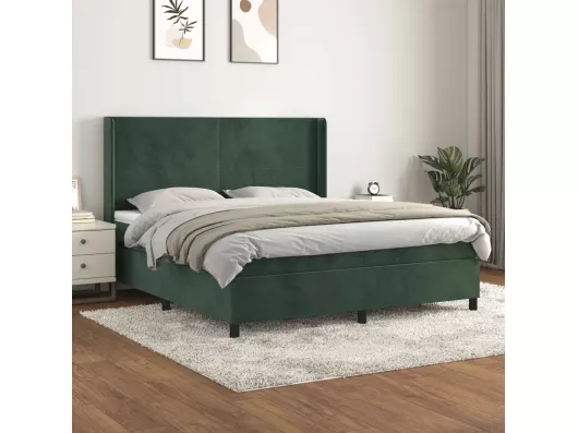 Kauf Unique Boxspringbett mit Matratze Dunkelgrün 160x200 cm Samt