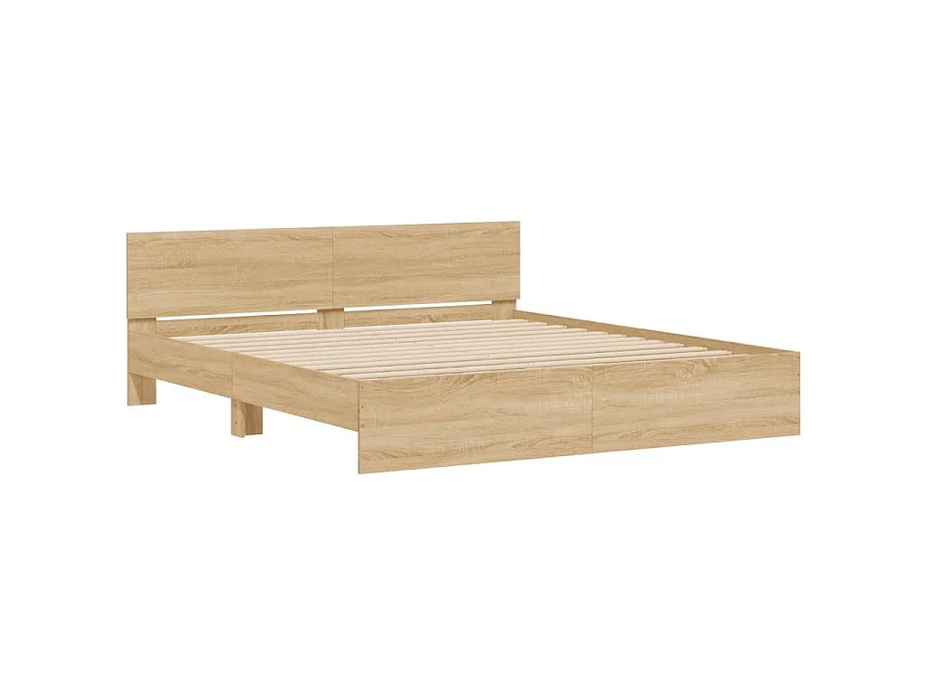 Bedframe met hoofdeinde en LED sonoma eikenkleurig 200x200 cm