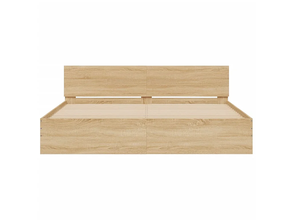 Bedframe met hoofdeinde en LED sonoma eikenkleurig 200x200 cm