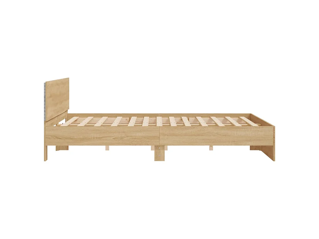 Bedframe met hoofdeinde en LED sonoma eikenkleurig 200x200 cm
