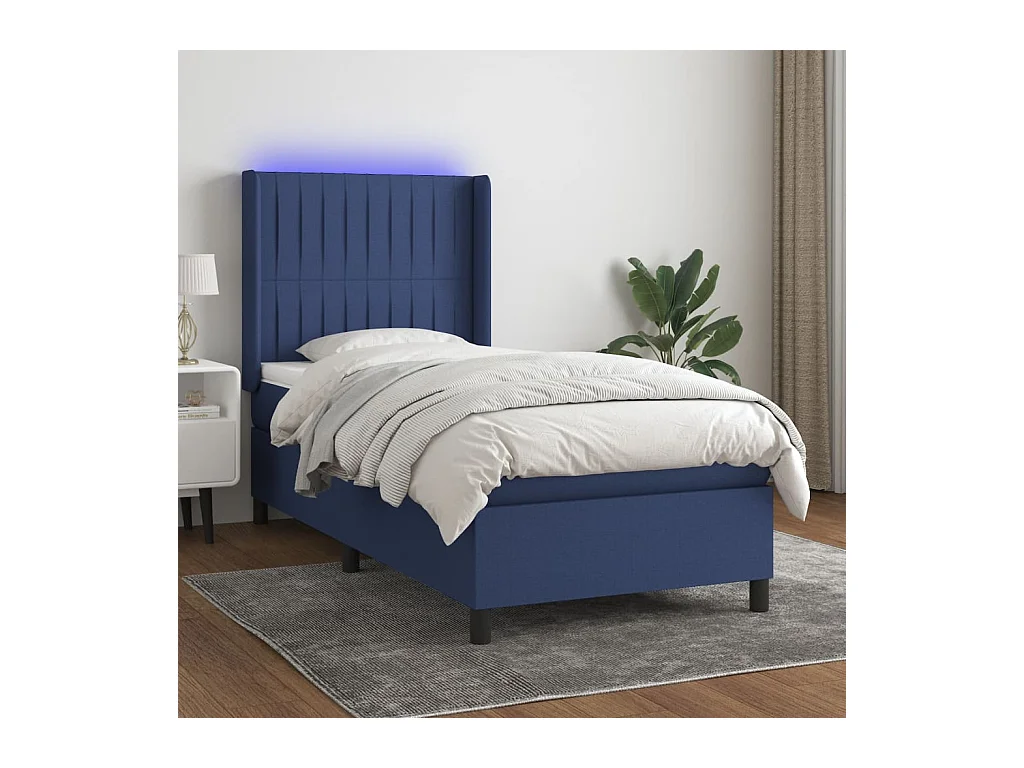 Boxspringbett mit Matratze & LED Blau 80x200 cm Stoff