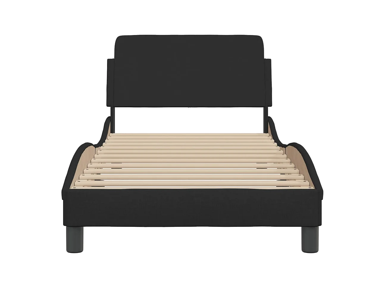 Cadre de lit avec tête de lit Dover noir 90x190 cm tissu