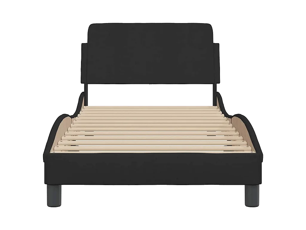 Cadre de lit avec tête de lit Dover noir 90x190 cm tissu