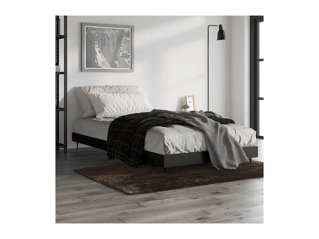 Bedframe bewerkt hout zwart 100x200 cm