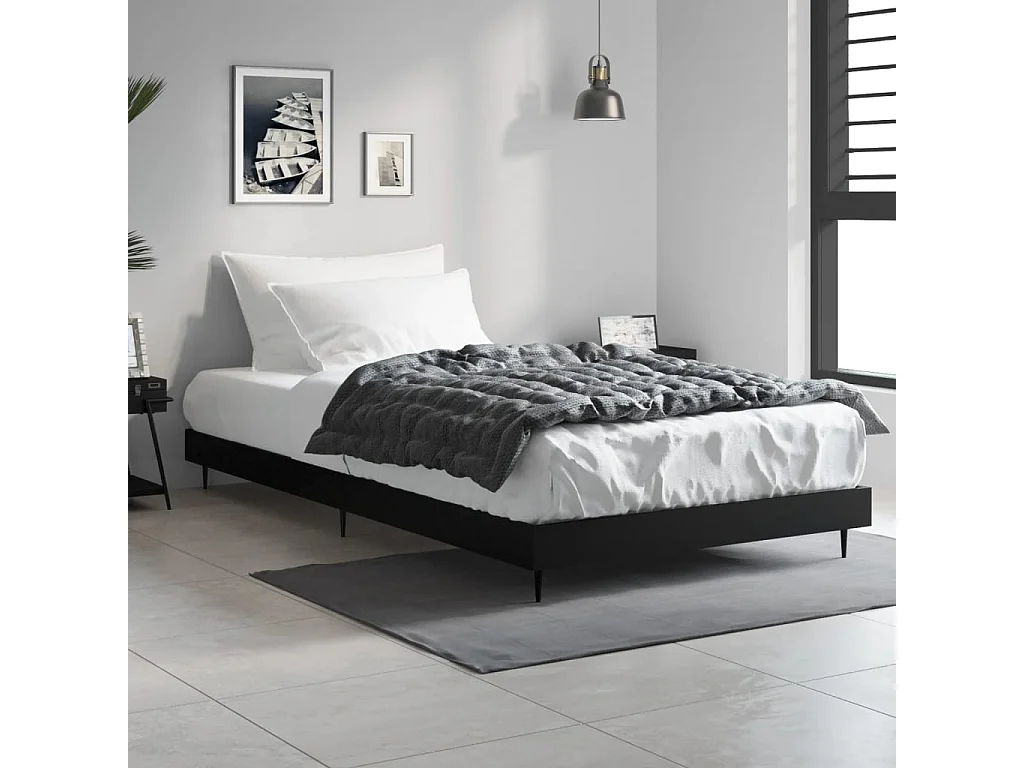 Cadre de lit sans matelas noir 100x200 cm bois d'ingénierie