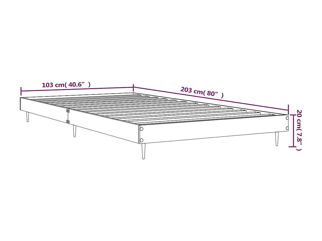 Cadre de lit sans matelas noir 100x200 cm bois d'ingénierie