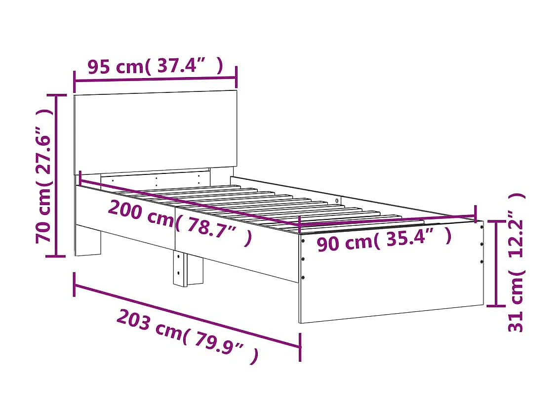 Cadre de lit sans matelas avec lumières LED 90x200 cm