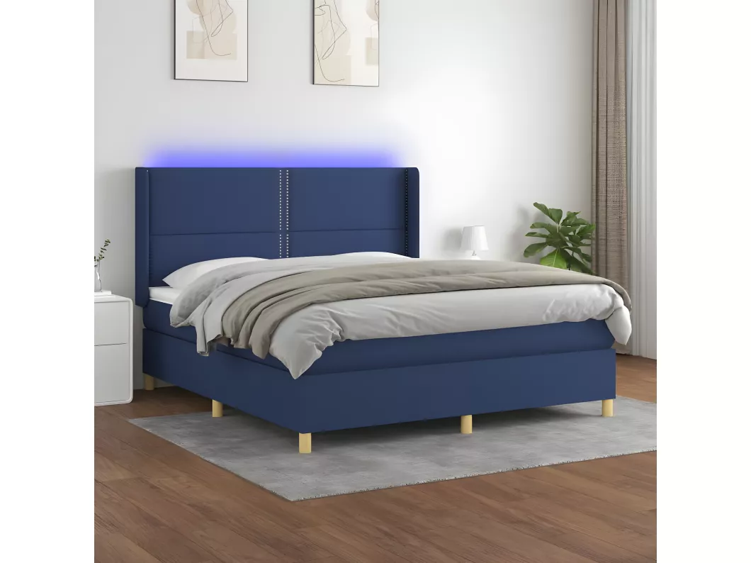 Kauf Unique Boxspringbett mit Matratze & LED Blau 160x200 cm Stoff