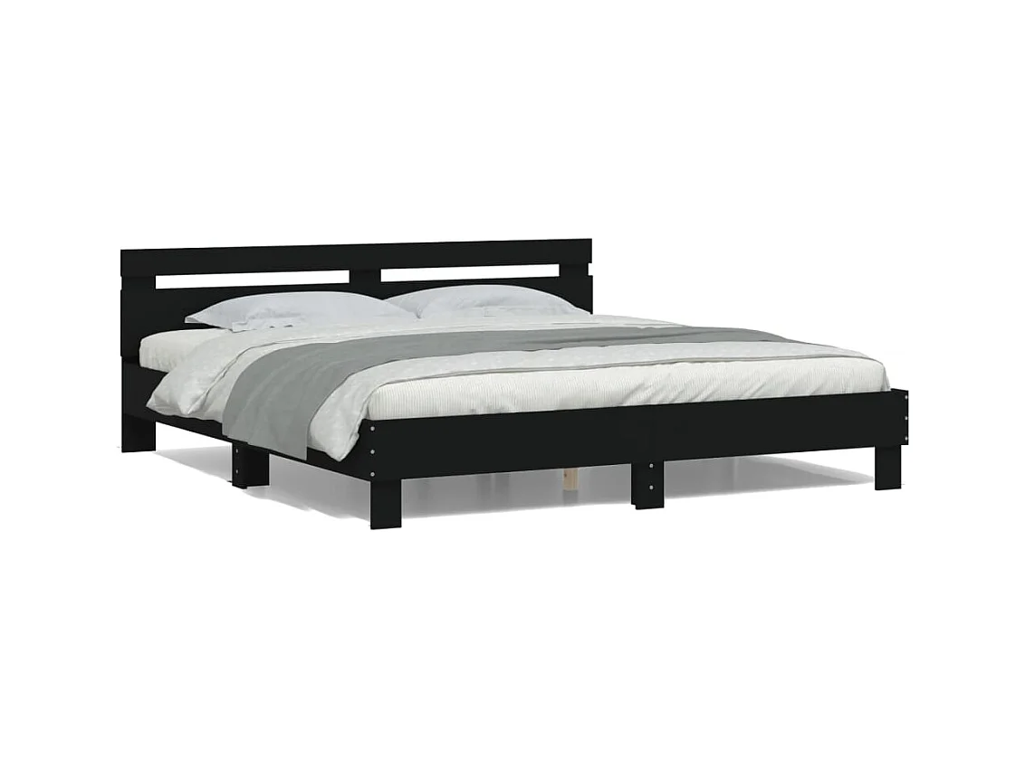 Cadre de lit avec LED sans matelas noir 160x200 cm