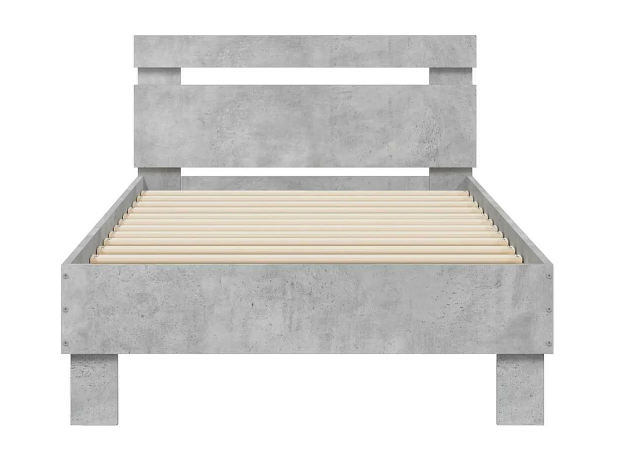 Cadre de lit sans matelas avec lumières LED gris béton 90x190cm