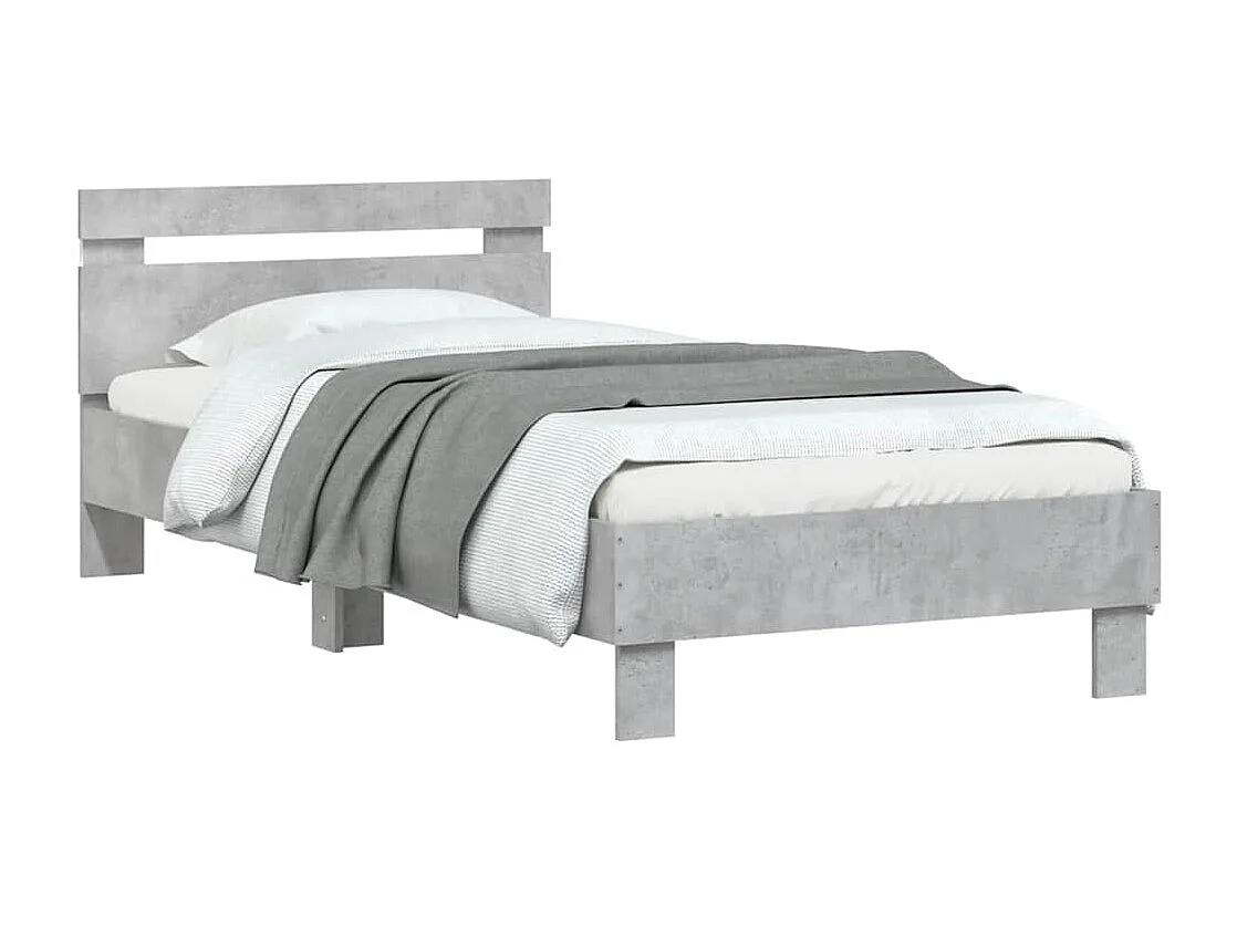 Estrutura de cama c/ cabeceira/luzes LED 90x190cm cinza cimento