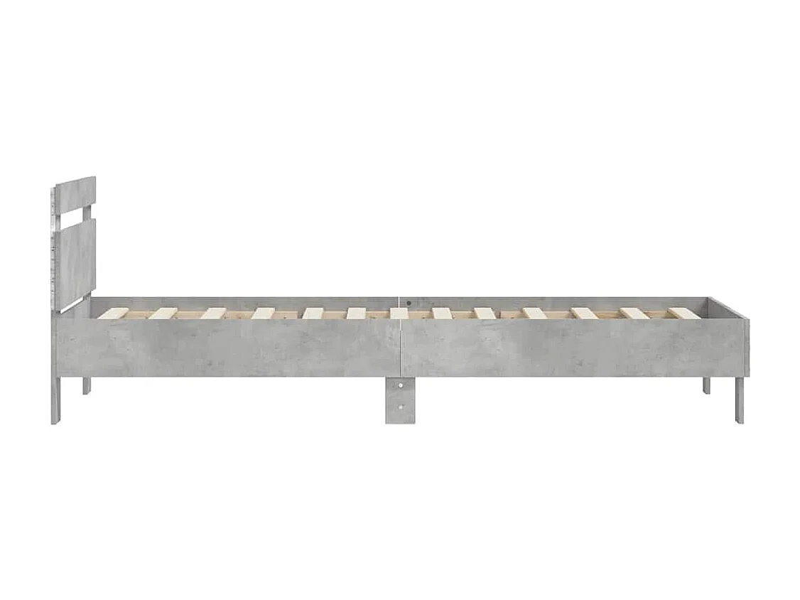 Estrutura de cama c/ cabeceira/luzes LED 90x190cm cinza cimento