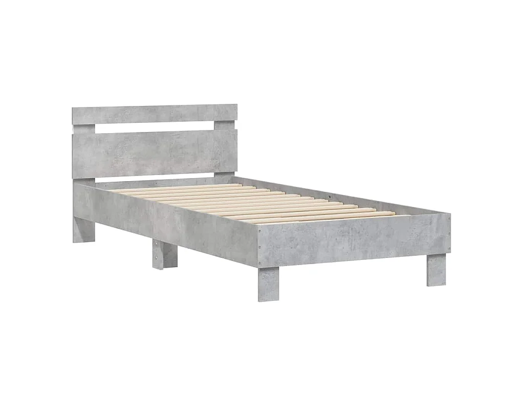 Cadre de lit sans matelas avec lumières LED gris béton 90x190cm