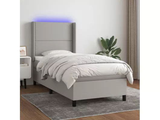 Kauf Unique Boxspringbett mit Matratze & LED Hellgrau 80x200 cm Stoff