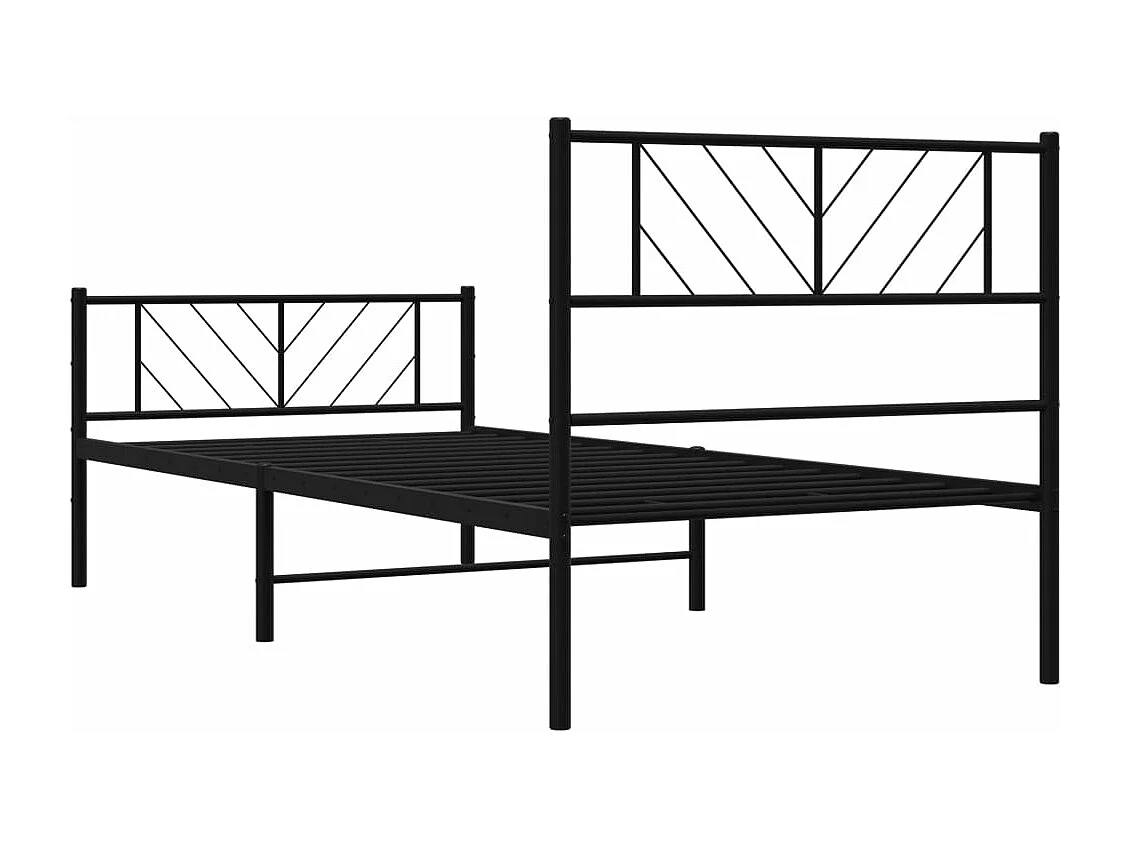 Cadre de lit métal sans matelas et pied de lit noir 100x200 cm