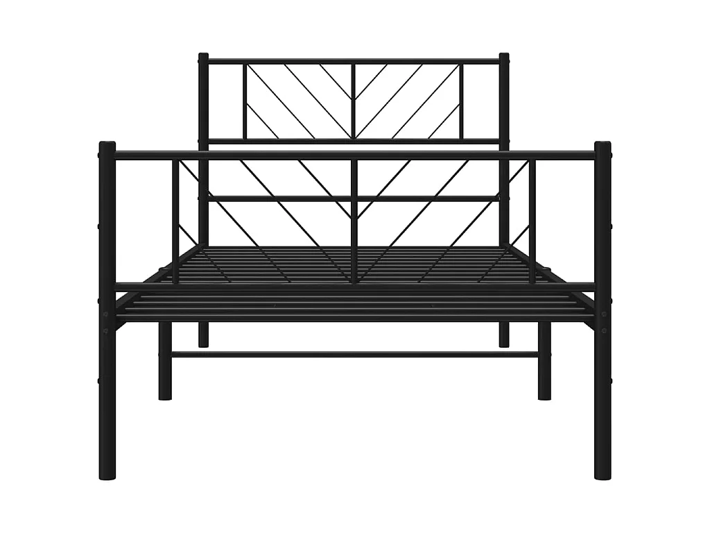 Cadre de lit métal sans matelas et pied de lit noir 100x200 cm