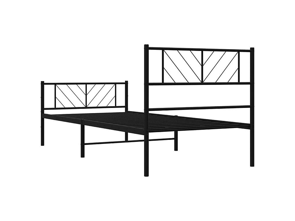 Cadre de lit métal sans matelas et pied de lit noir 100x200 cm