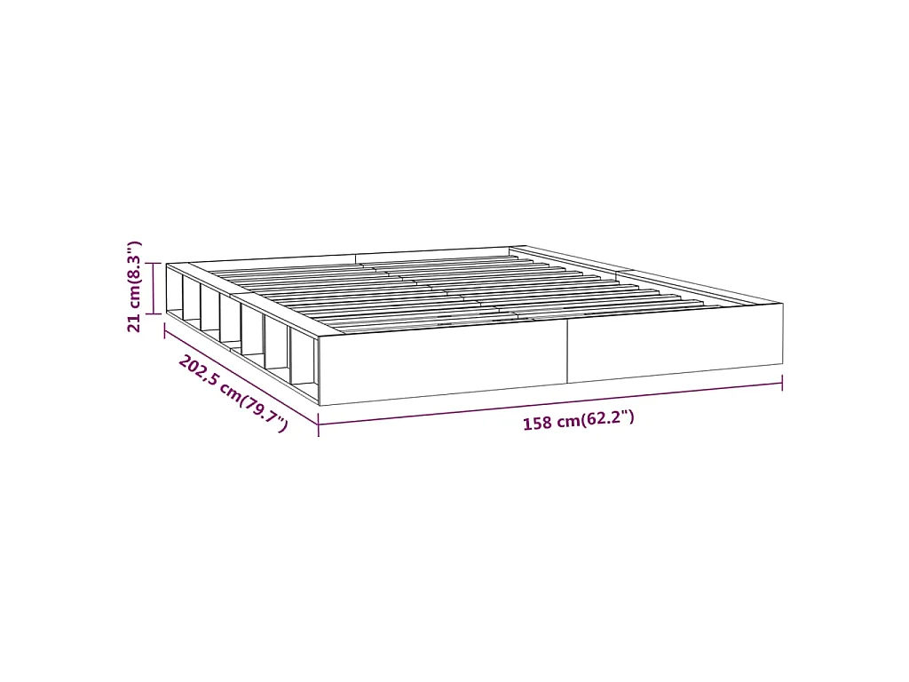 Bedframe massief hout 140x200 cm