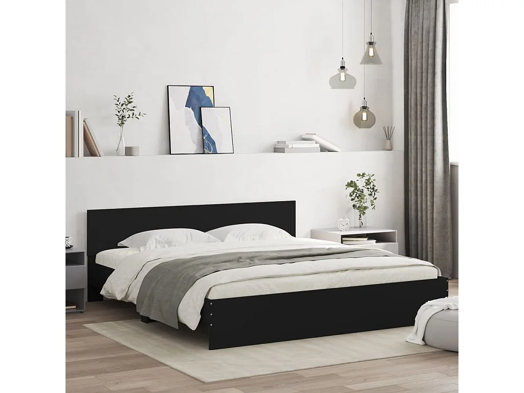 Cadre de lit sans matelas noir 200x200 cm