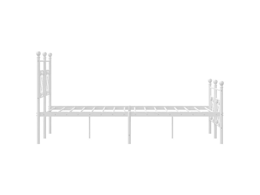 Cadre de lit métal sans matelas et pied de lit blanc 140x200 cm