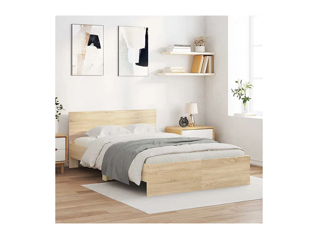 Bedframe met hoofdeinde sonoma eikenkleurig 120x200 cm