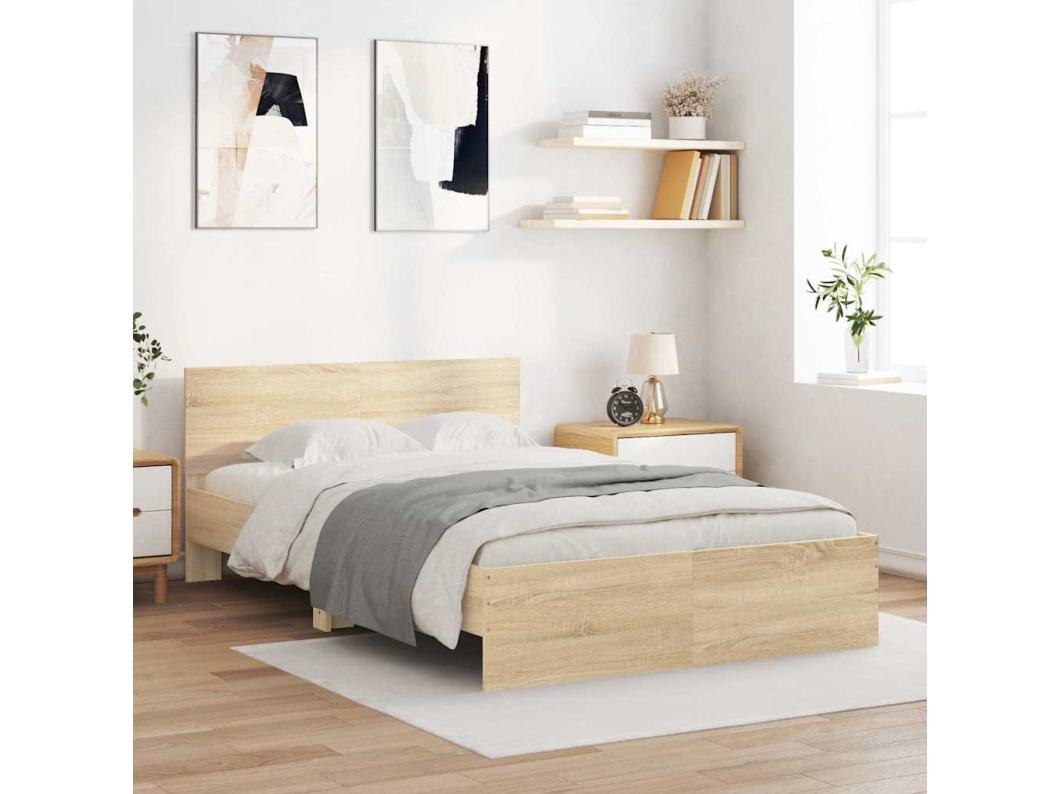 Bedframe met hoofdeinde sonoma eikenkleurig 120x200 cm
