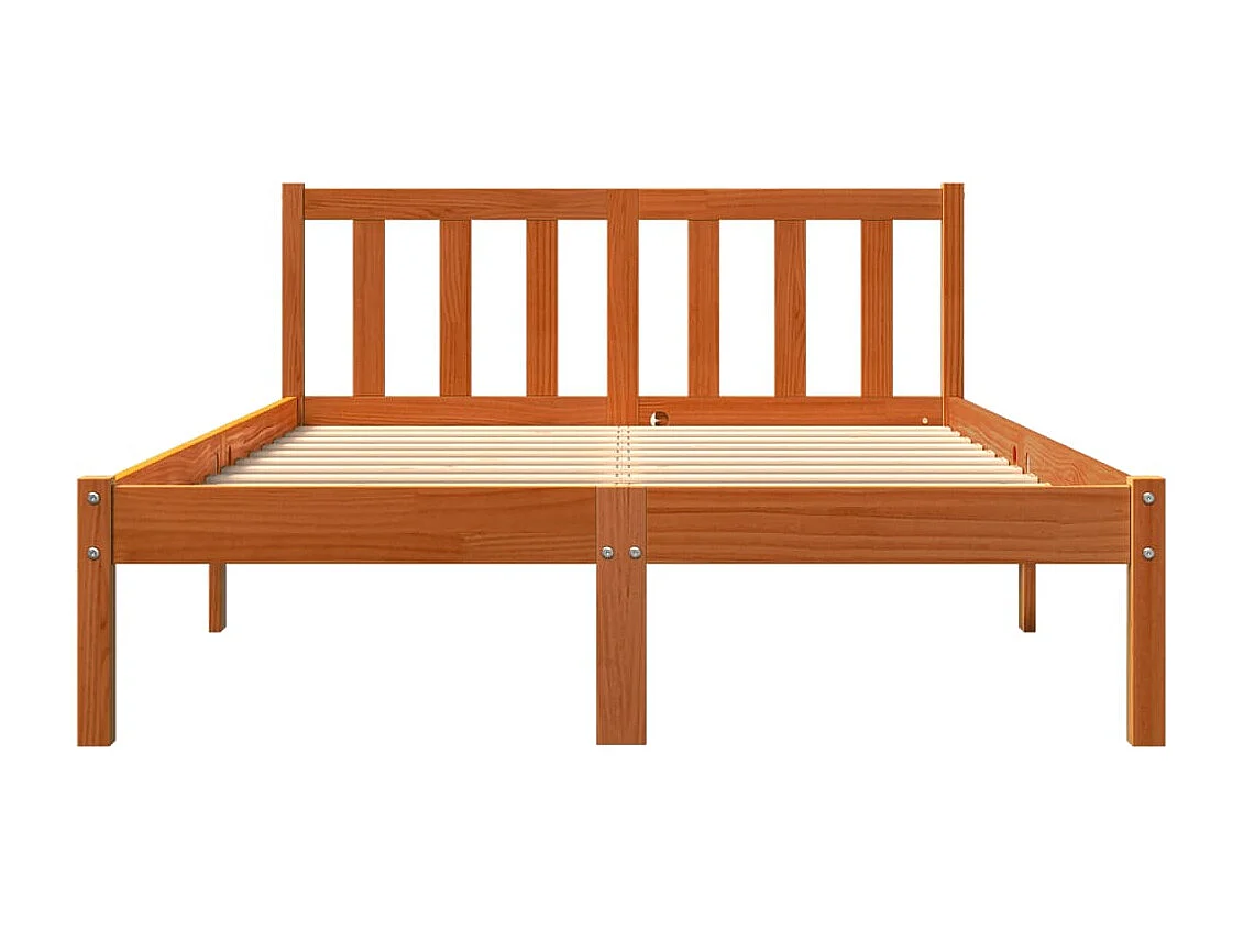 Cama sem colchão 140x190 cm pinho maciço castanho-mel