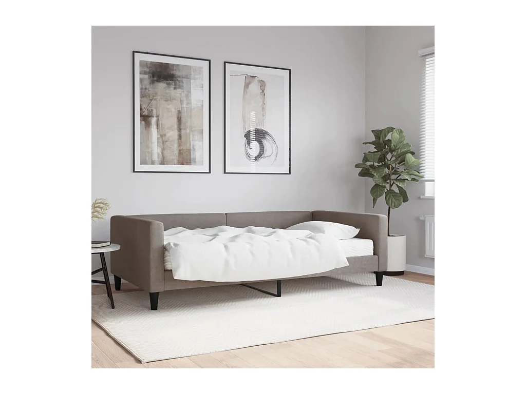 Lit de jour avec matelas taupe 100x200 cm tissu