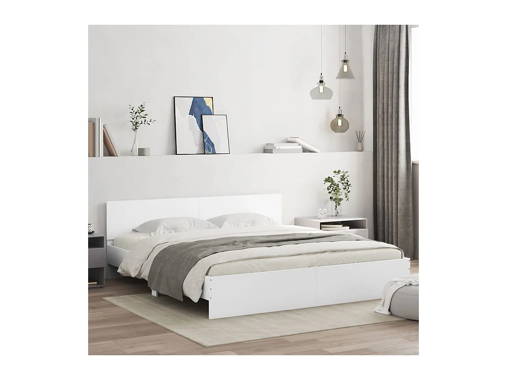 Cadre de lit sans matelas blanc 160x200 cm